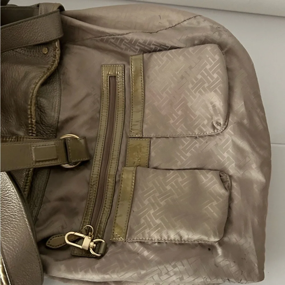 Cole Haan Gold Metallic Leather shoulder Bag structured tote